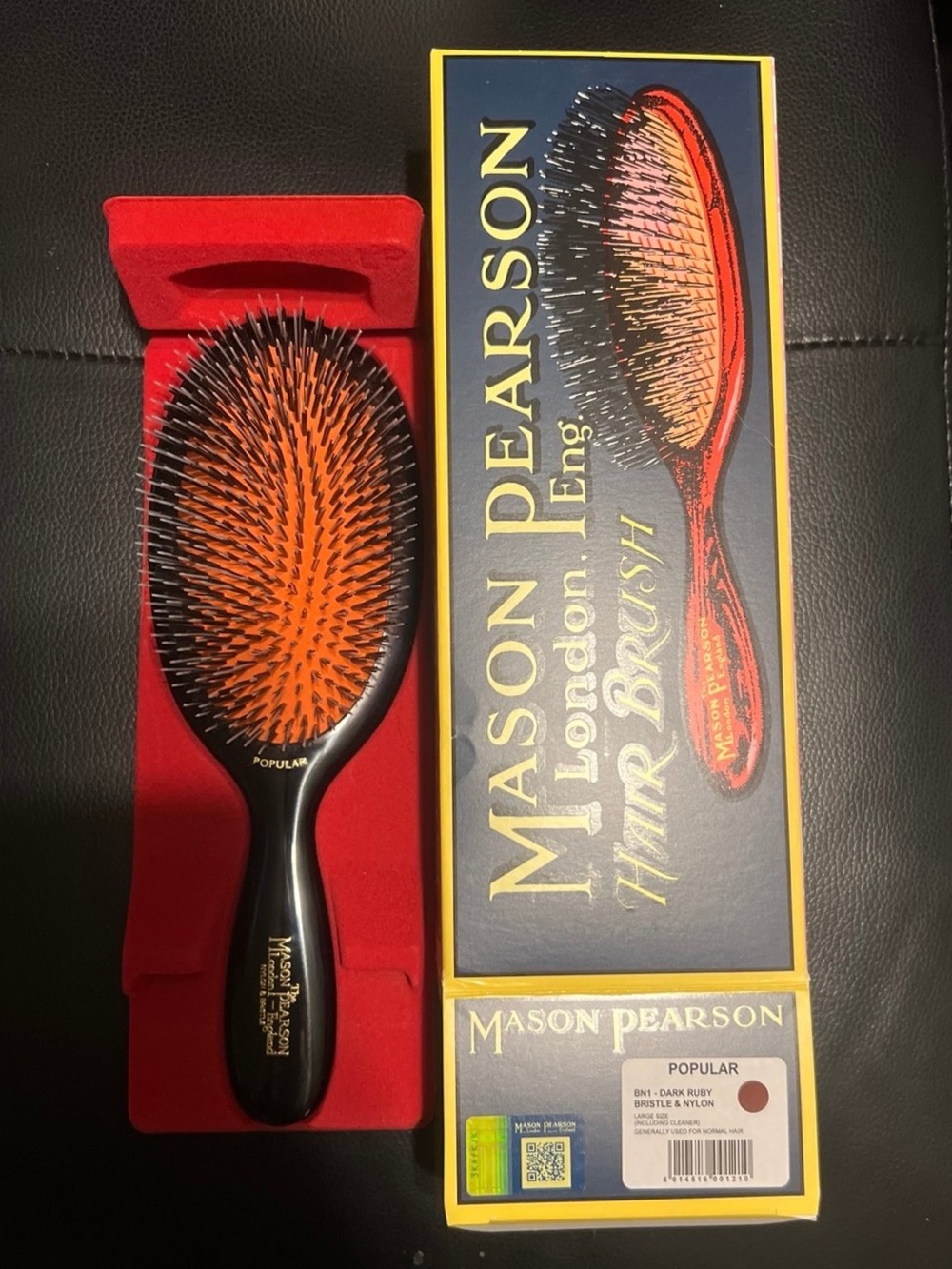 Mason Pearson Popular BN1 Dark Ruby Bristle & Nylon Hair Brush